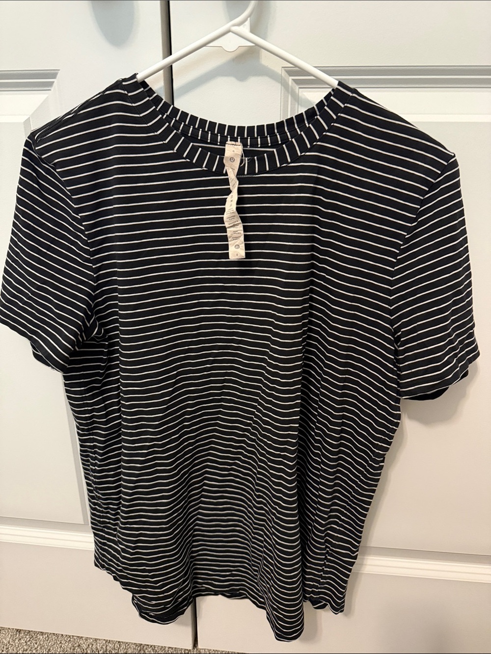 Women’s Lululemon Black & White Striped Short-Sleeve Top